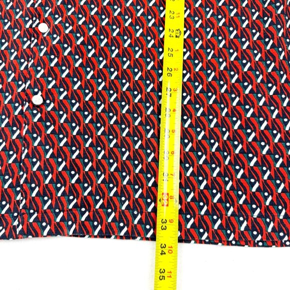 Shaquille O'Neal XLG Men's Multi Geo Linen Blend Red/Navy Woven Shirt Sz 4XL NWT - Picture 8 of 8